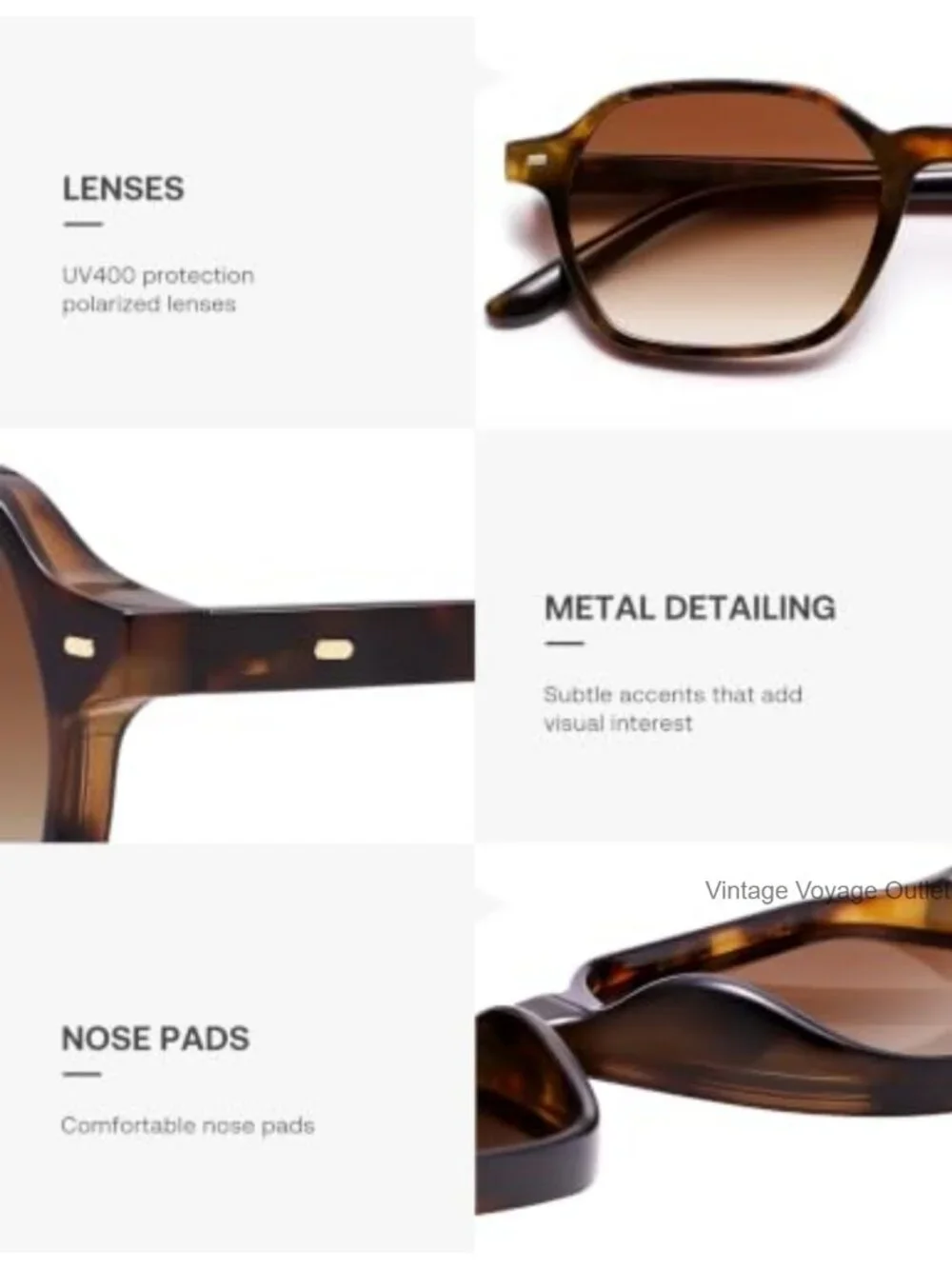 Retro Square Polarized Sunglasses UV400 for Men Women